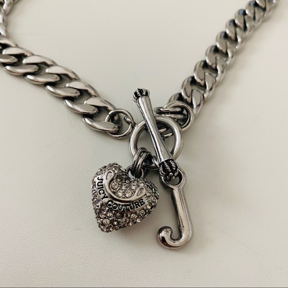 Vintage Juicy Silver Necklace with glitter heart